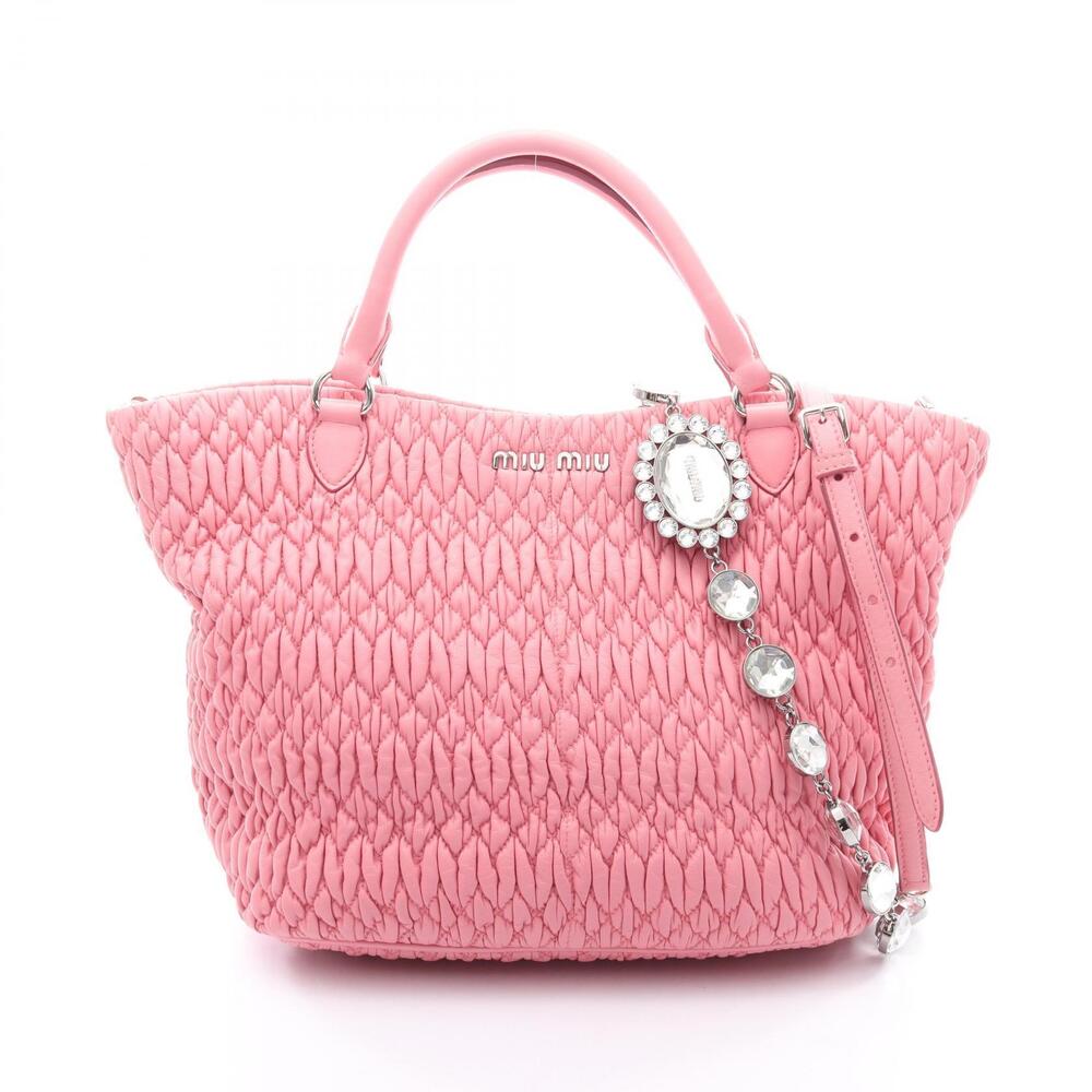Miu Miu Matelasse Crystal Handbag Leather Pink